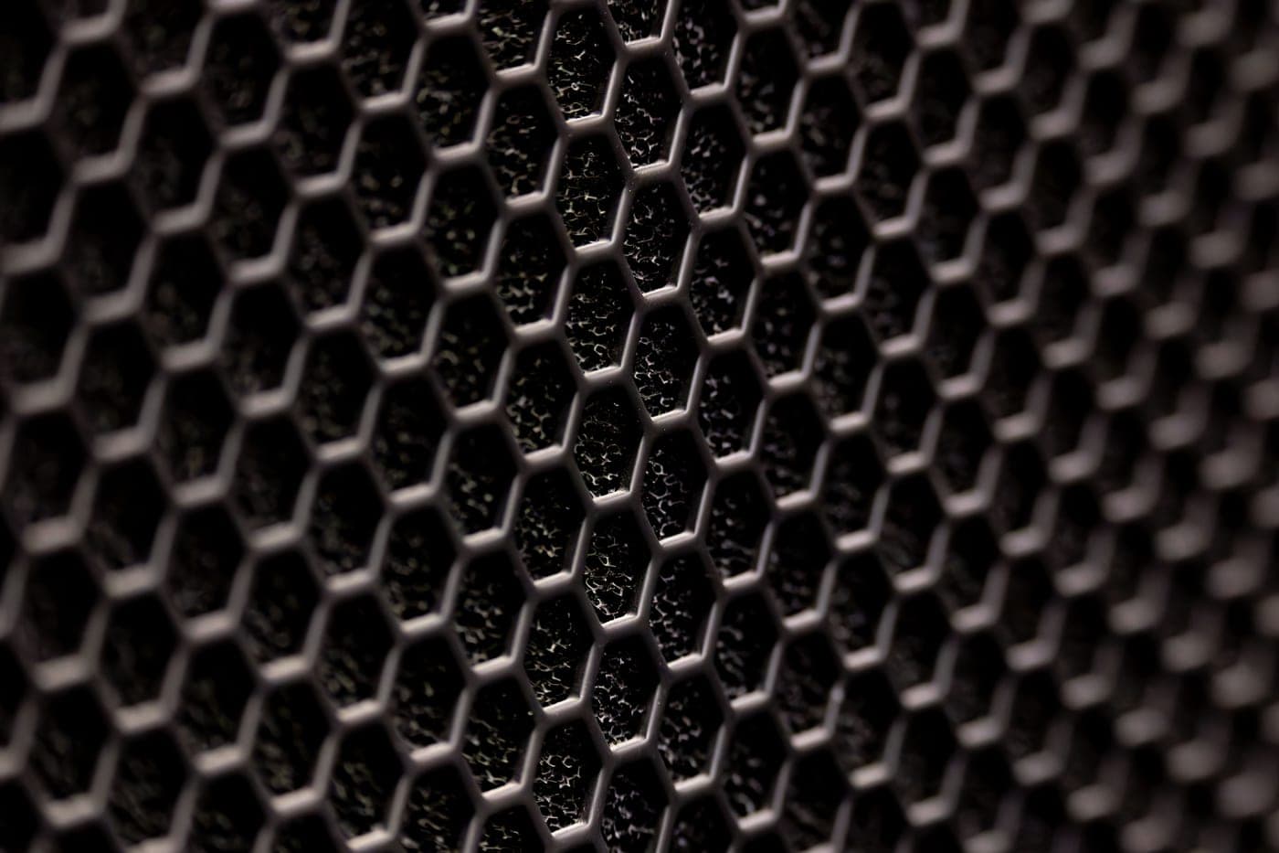 Close-up of a pleated air purifier filter
