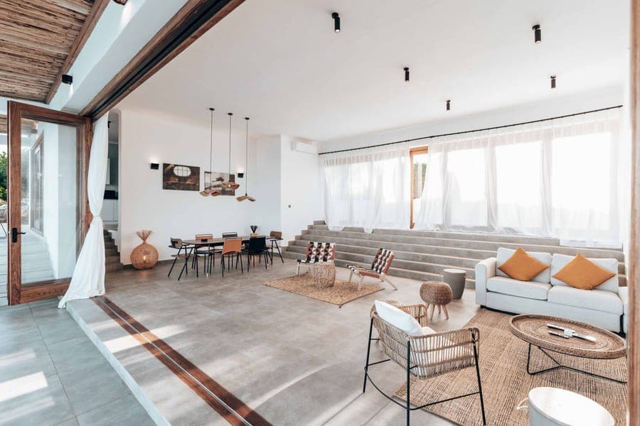 A large modern open-plan living room